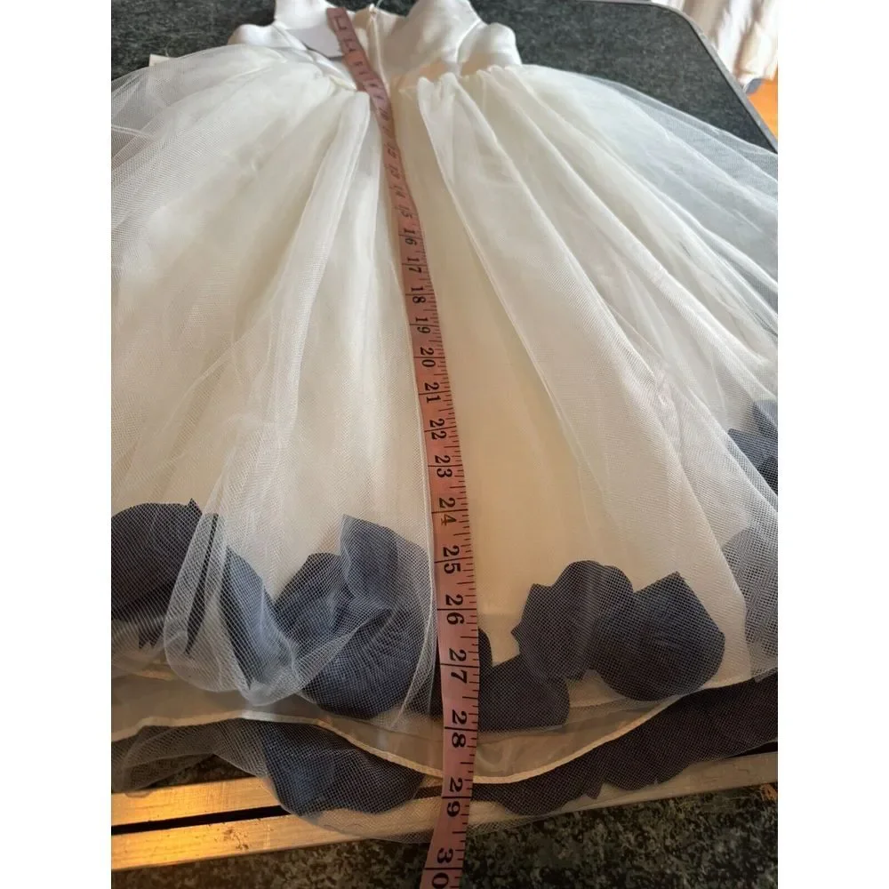 David's Bridal Flower Girl Dress Trapped Petals‎ Size 5 Wedding Navy Blue NWT - Picture 9 of 10
